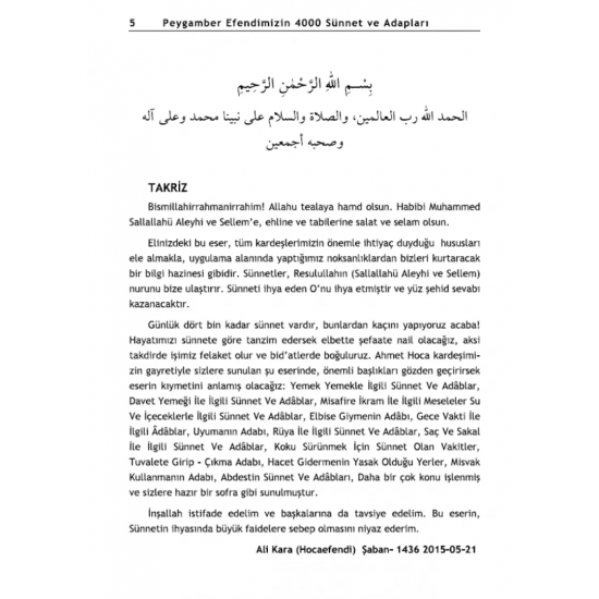 Peygamber Efendimizin 4000 Sünnet ve Adapları Peygamber Efendimizin 4000 Sünnet ve Adapları