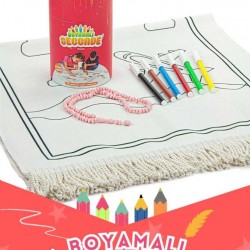 Çocuklara Özel Yıkanabilir Boyamalı Seccade Seti Kırmızı 
